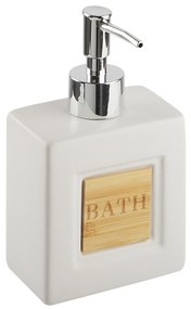 Set accessori bagno ceramica beige e legno chiaro KOUROU Beliani
