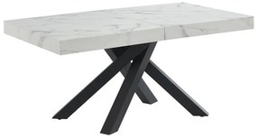 Tavolo da pranzo allungabile da 6 a 10 coperti in MDF e Metallo Effetto marmo Bianco e Nero - CATONAV