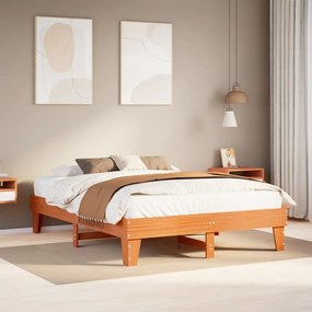 Giroletto Senza Materasso Marrone Cera 140x200cm Massello Pino /