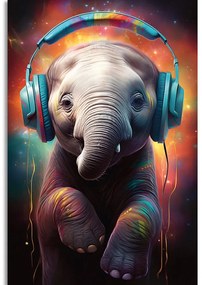 Stampa su tela – Elefante con cuffie