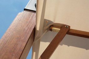 Ombrellone da Giardino Decentrato 3,5x3,5m in Legno Telo in Acrilico con Balza Danieli San Francisco Ecrù...