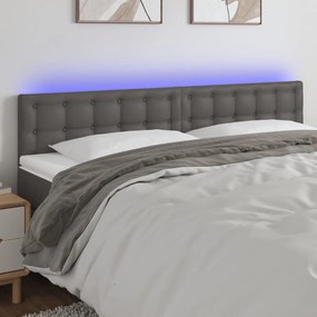 Testiera A Led Grigio 180x5x78/88 Cm İn Similpelle /