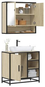 Set Mobili Da Bagno 2 Pz Rovere Sonoma İn Legno Multistrato /