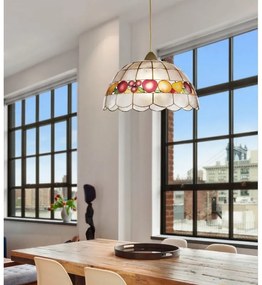 Lampadario Neoclassico Aragona oro paralume multicolore E27 Ø40cm FAN EUROPE