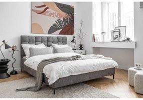 Letto matrimoniale imbottito grigio con rete inclusa 180x200 cm Eve – Miuform