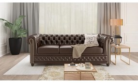 Divano letto marrone scuro in similpelle 203 cm York - Ropez