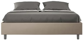 Letto Sommier con rete imbottito 160x190 similpelle tortora Azelia