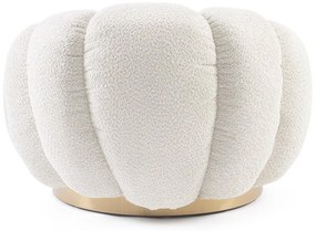 Poltrona girevole FLOREL in tessuto effetto bouclé naturale