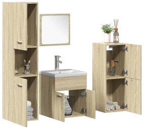 Set Mobili Da Bagno 5 Pz Rovere Sonoma İn Legno Multistrato /