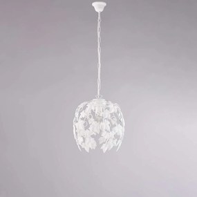 Bonetti Illumina Lampadario in ferro laccato bianco con decorazione effetto shabby chic e strass in cristallo 1 luce