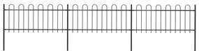 Recinzione Giardino Con Punta Tonda İn Acciaio 5,1x0,8m Nera /