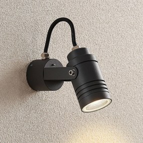 Faretto da parete per esterni Lucande Galina, grigio, alluminio, altezza Galina Lucande, dimmerabile, Alluminio / Grigio / Zincato, Alluminio, Moderno, Lampada da esterni