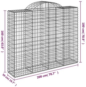 Cesti Gabbioni ad Arco 14 pz 200x50x160/180 cm Ferro Zincato