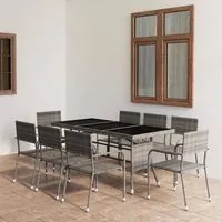 Set Mobili da Pranzo Giardino 9 pz Polyrattan Antracite Grigio 3059451