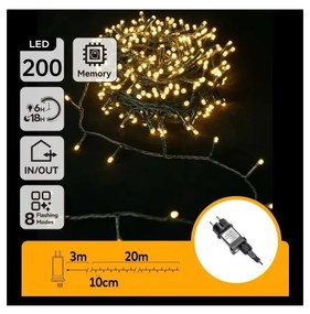 Aigostar - Catena luminosa natalizia LED da esterno 200 LED/6W/230V 20m IP44 bianco caldo