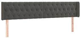 Testiera ad orecchio grigio scuro 183x16x78/88 cm in velluto