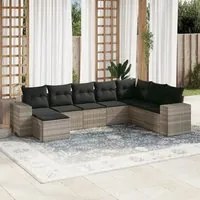 Set Divano da Giardino 8pz con Cuscini Grigio Chiaro Polyrattan 3222961