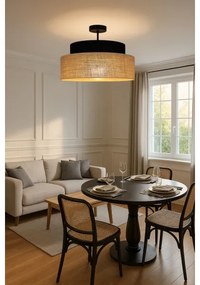Lampadario a plafone BOHO 1xE27/60W/230V diametro 40 cm nero/beige
