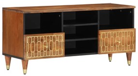 Mobile Porta Tv 100x33x46 Cm İn Legno Massello Di Mango /