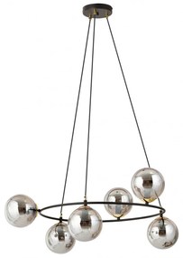 Lampadario a Sospensione AZURA 6 in Acciaio e Vetro 6xE14 Colore del corpo Nero e Grafite