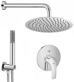 Set doccia tondo Eurosmart braccio 40 cm + soffione 25 cm + kit doccia + miscelatore