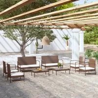 Set Divani da Giardino 8 pz con Cuscini in Polyrattan Marrone cod mxl 39198