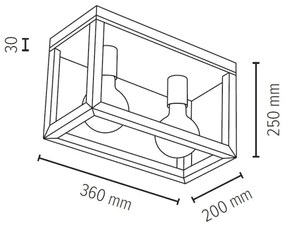 Spot-Light 9154274 - Plafoniera KAGO 2xE27/60W/230V rovere opaco