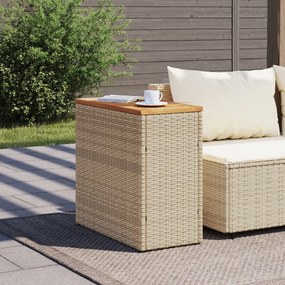 Tavolo da giardino piano in legno beige 58x27,5x55cm polyrattan