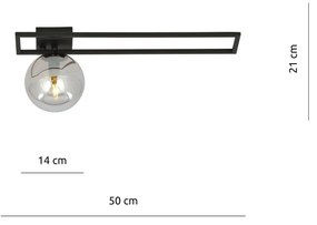 Plafoniera Moderna 1 Luce Imago 1130/1C In Acciaio Nero Vetro Fumè