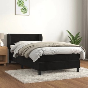Giroletto A Molle Con Materasso Nero 100x200 Cm İn Velluto /