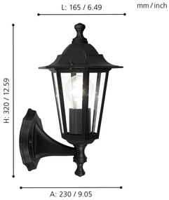 EGLO 22468 - Applique da esterno LATERNA 4 1xE27/60W nero