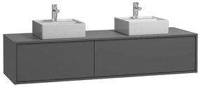 Mobile per bagno sospeso con lavabo doppio L150 cm Antracite - ISAURE II
