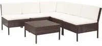 Set Divani da Giardino 6 pz con Cuscini in Polyrattan Marrone 48935