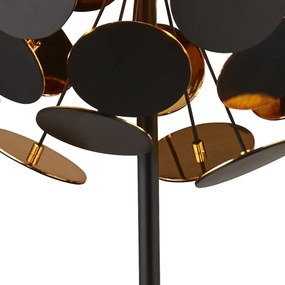 Lampada Scrivania Contemporanea Disco Acciaio Nero Policarbonato Oro 1 Luce E14