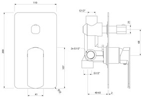 Sapho - Miscelatore doccia da incasso MIXONA, finitura cromo lucido