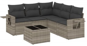 Set divano da giardino 6pz con cuscini grigio chiaro polyrattan