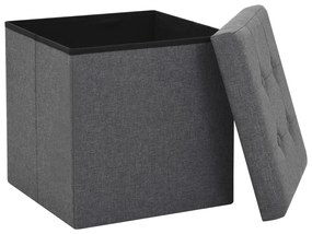 Sgabello pieghevole con contenitore grigio scuro in simil lino