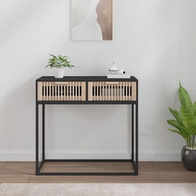 Tavolino Consolle Nero 80x30x75 Cm Legno Multistrato E Ferro /