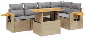 Set divano da giardino 6 pz con cuscini beige in polyrattan