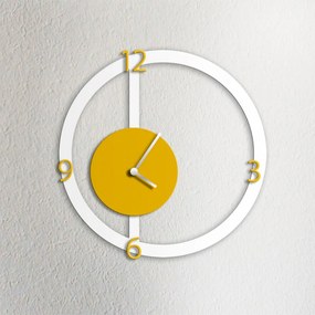 Orologio da parete HALO, bianco e giallo ocra