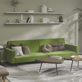 Divano Letto A 2 Posti Verde Chiaro İn Velluto /