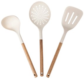 Set 3 utensili cucina manico legno
