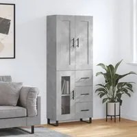 Credenza Grigio Cemento 69,5x34x180 cm in Legno Multistrato 3199965