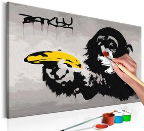 Quadro fai da te  Scimmia (Banksy Street Art Graffiti)  Colore Giallo, Dimensioni e Misure 60x40