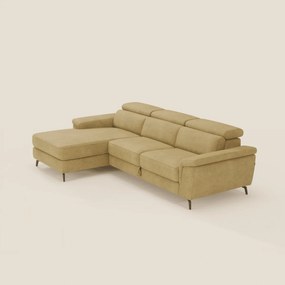 Estro Divano estraibile con chaise-longue e poggiatesta reclinabili in tessuto impermeabile T14 giallo