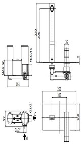 Paffoni Level Lec104st Miscelatore Lavabo Incasso 2 Fori Piastra Rettangolare E Bocca Steel Acciaio