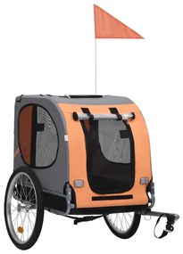 Rimorchio da bici per cani arancione e grigio