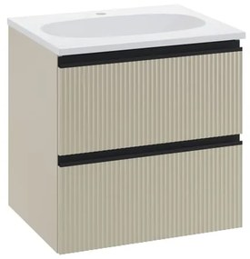 Mobile da bagno sotto lavabo L 60 x H 58 x P 48.1 cm beige laccato opaco, 2 cassetti SENSEA Studio