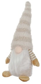 Gnomo Natale fermaporta 33 cm cappello righe beige