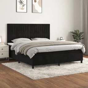 Giroletto A Molle Con Materasso Nero 160x200 Cm İn Velluto /